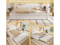 Sofá-cama de criança - 140 x 200 cm + 90 x 190 cm - com candeeiro de cabeceira + USB - veludo - rosa