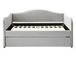 Sofá-cama dobrável de 2 x 90 x 190 cm em veludo cinza claro + colchão MATHILDE