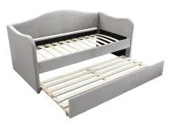 Sofá-cama dobrável de 2 x 90 x 190 cm em veludo cinza claro + colchão MATHILDE