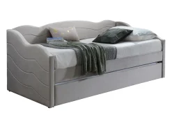 Sofá-cama dobrável de 2 x 90 x 190 cm em veludo taupe + colchão - LENVIA