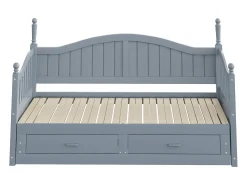 Sofá-cama dobrável em madeira maciça 90/180x200 cm com gavetas e colunas romanas - Cinza