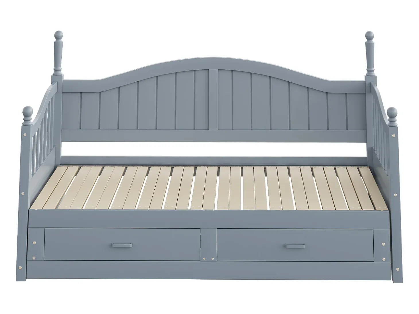 Sofá-cama dobrável em madeira maciça 90/180x200 cm com gavetas e colunas romanas - Cinza