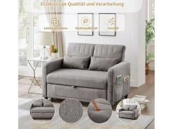 Sofá-cama dobrável extensível de 2 lugares - 95 x 120 cm - encosto ajustável - tecido de algodão e linho - cinza