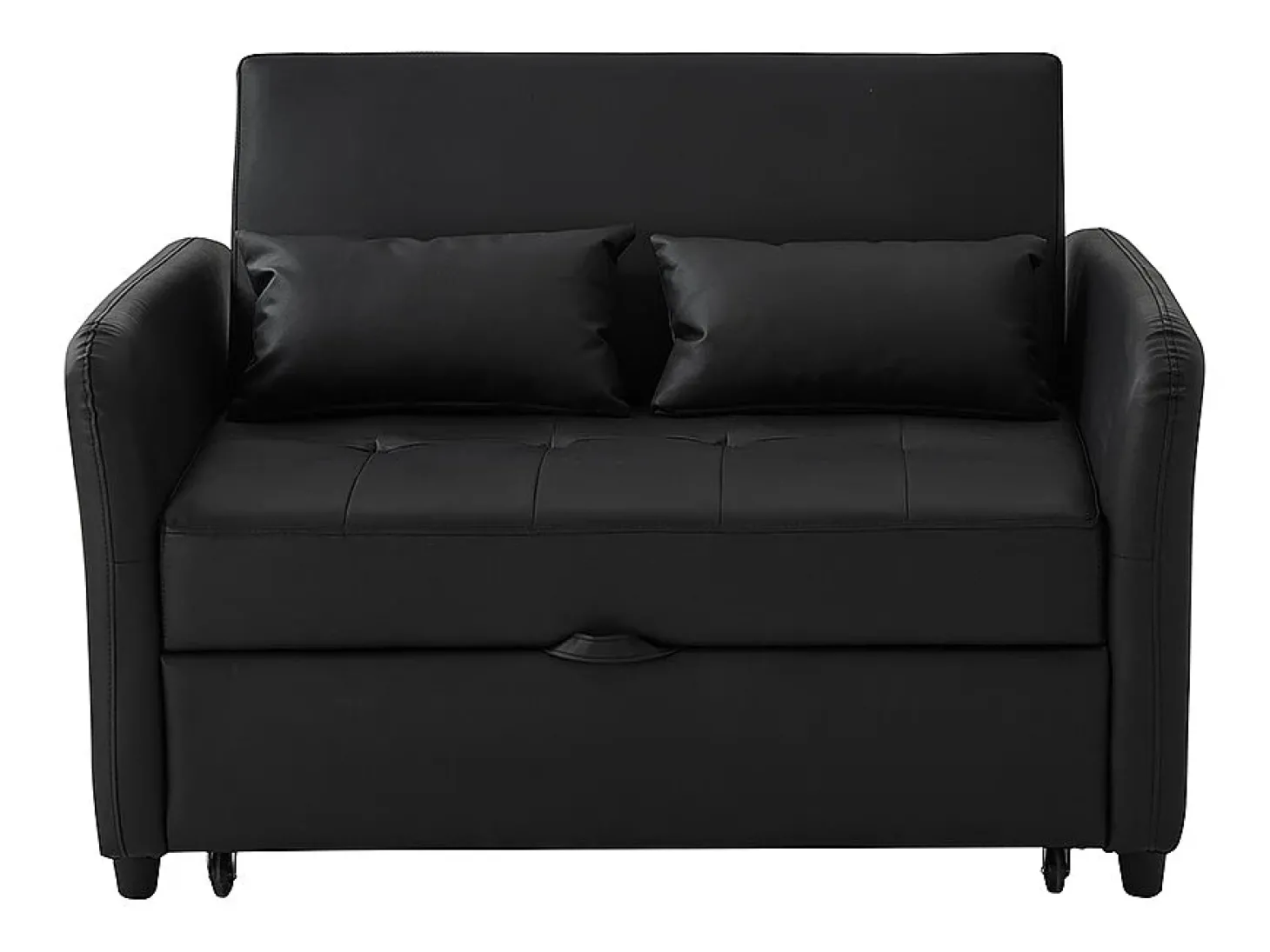 Sofá-cama duplo rebatível, encosto regulável, material PU resistente à água, preto