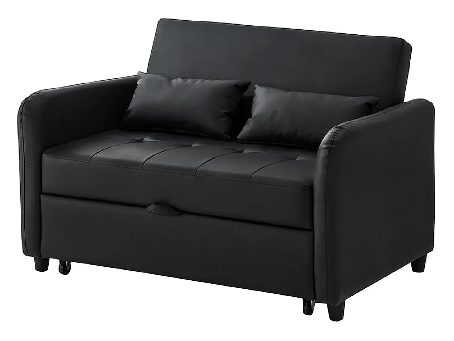Sofá-cama duplo rebatível, encosto regulável, material PU resistente à água, preto