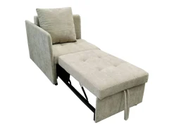 Sofá-cama estofado 3 em 1 - 60 x 150 cm - Sofá com encosto ajustável - Tecido de linho - Bege