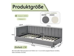 Sofá-cama individual 90x200cm com costas altas, estrado de ripas, veludo cinzento