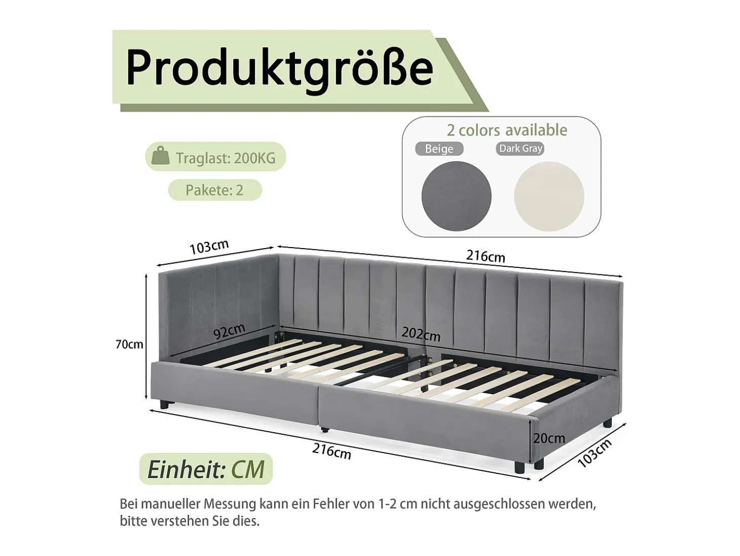 Sofá-cama individual 90x200cm com costas altas, estrado de ripas, veludo cinzento