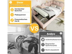 Sofá-cama infantil estofado com armazenamento - 90 x 190 cm - Veludo + Metal + Madeira compensada - Bege
