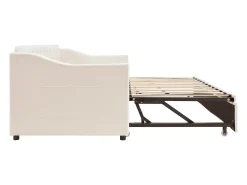 Sofá-cama infantil 90/180x190cm veludo bege conversível, com portas USB e tomada elétrica, sem colchão