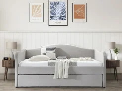 Sofá-cama MATHILDE, 2 x 90 x 190 cm, veludo cinza claro