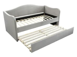Sofá-cama MATHILDE, 2 x 90 x 190 cm, veludo cinza claro