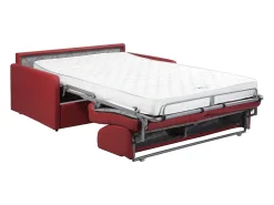 Sofá-cama símili vermelho assento com assento de memória de forma 140 cm ripas largas 18 cm CALIFE
