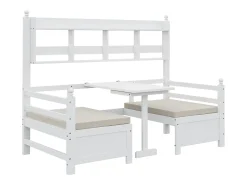 Sofá-cama 200x90 cm - 2 em 1 cama e escrivaninha - com estante - com almofadas confortáveis - madeira maciça - branco