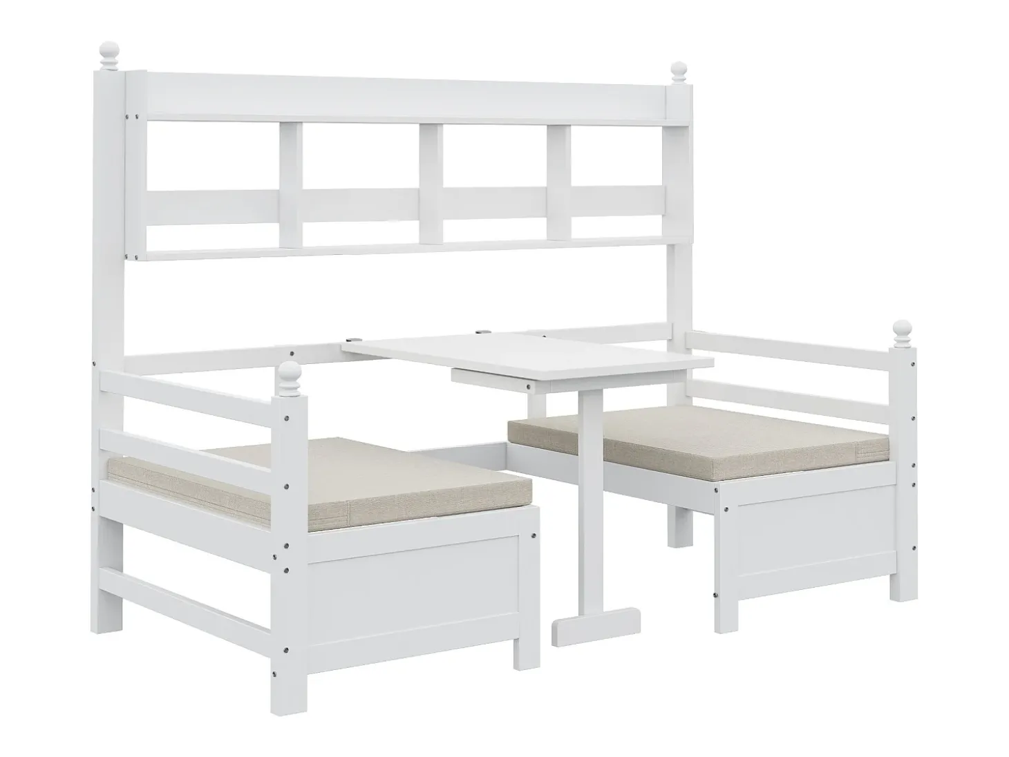 Sofá-cama 200x90 cm - 2 em 1 cama e escrivaninha - com estante - com almofadas confortáveis - madeira maciça - branco