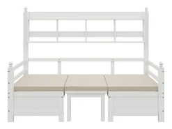 Sofá-cama 200x90 cm - 2 em 1 cama e escrivaninha - com estante - com almofadas confortáveis - madeira maciça - branco