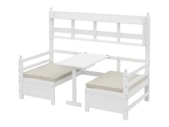 Sofá-cama 200x90 cm - 2 em 1 cama e escrivaninha - com estante - com almofadas confortáveis - madeira maciça - branco