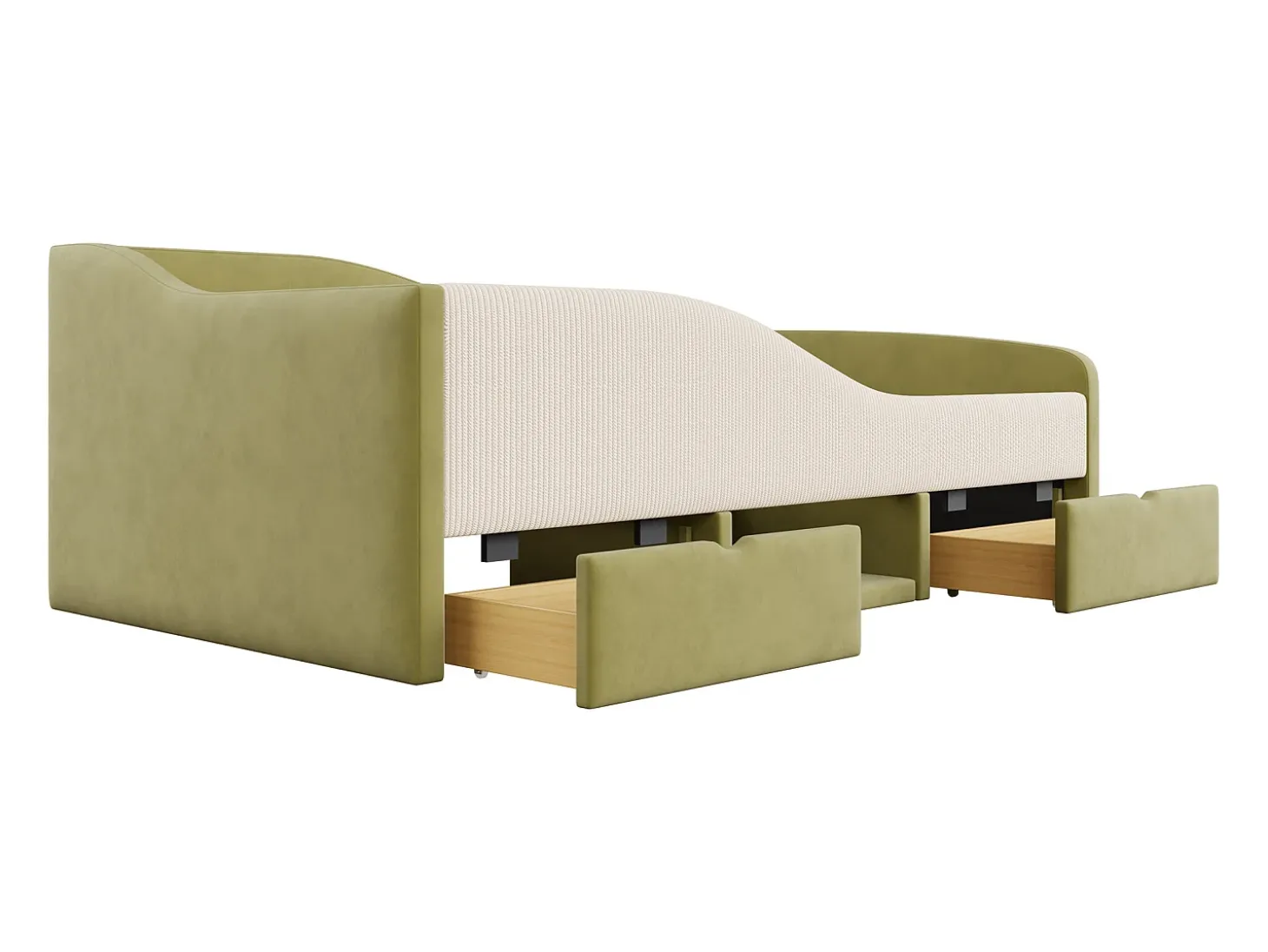 Sofá-cama 90x190 cm - Cama infantil com 2 gavetas e estrado de ripas de madeira - veludo verde escuro - colchão não incluído