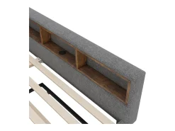 Sofá-cama 140x200 cm - com cama articulada - com portas USB + Type C - com iluminação LED - cinza (colchão não incluído)