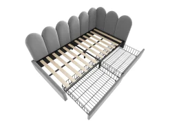 Sofá-cama 90x200 cm - con 2 gavetas - tecido de veludo - con somier de ripas - Cinza​ (sem colchão)