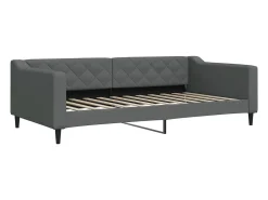 Sofá-cama 100x200 cm tecido cinzento-escuro