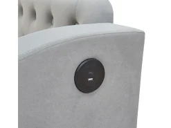 Sofá-cama 90/180x190cm - cama nido - com USB/Tipo C + bolsos laterais + prateleira integrada - veludo - Cinza