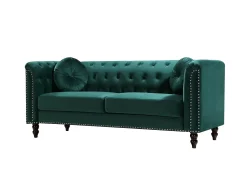 Sofás 3 e 2 lugares em veludo verde-esmeralda TURNER