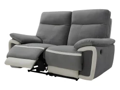 Sofás 3 lugares e 2 lugares articulados elétricos - veludo cinza - faixas branco cru METTI