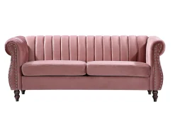 Sofás Chesterfield 3 lugares e 2 lugares em veludo cor-de-rosa vintage TRUMBO