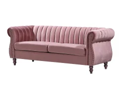 Sofás Chesterfield 3 lugares e 2 lugares em veludo cor-de-rosa vintage TRUMBO