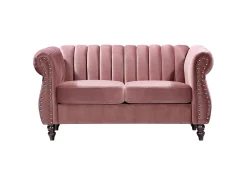 Sofás Chesterfield 3 lugares e 2 lugares em veludo cor-de-rosa vintage TRUMBO