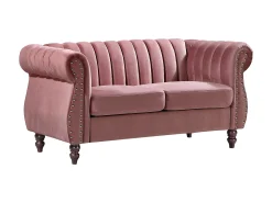Sofás Chesterfield 3 lugares e 2 lugares em veludo cor-de-rosa vintage TRUMBO