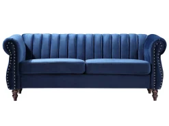 Sofás chesterfield 3+2 lugares em veludo azul-real TRUMBO