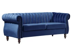 Sofás chesterfield 3+2 lugares em veludo azul-real TRUMBO