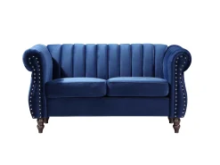 Sofás chesterfield 3+2 lugares em veludo azul-real TRUMBO