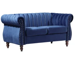 Sofás chesterfield 3+2 lugares em veludo azul-real TRUMBO