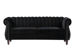Sofás Chesterfield de 3 lugares e de 2 lugares em veludo preto TRUMBO