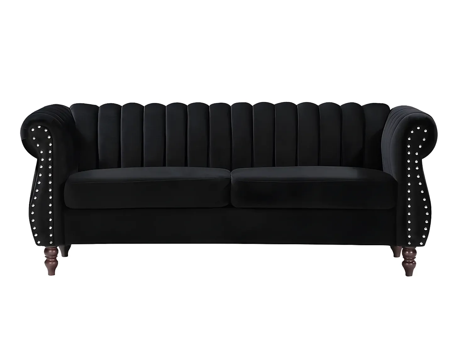 Sofás Chesterfield de 3 lugares e de 2 lugares em veludo preto TRUMBO