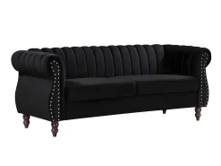 Sofás Chesterfield de 3 lugares e de 2 lugares em veludo preto TRUMBO