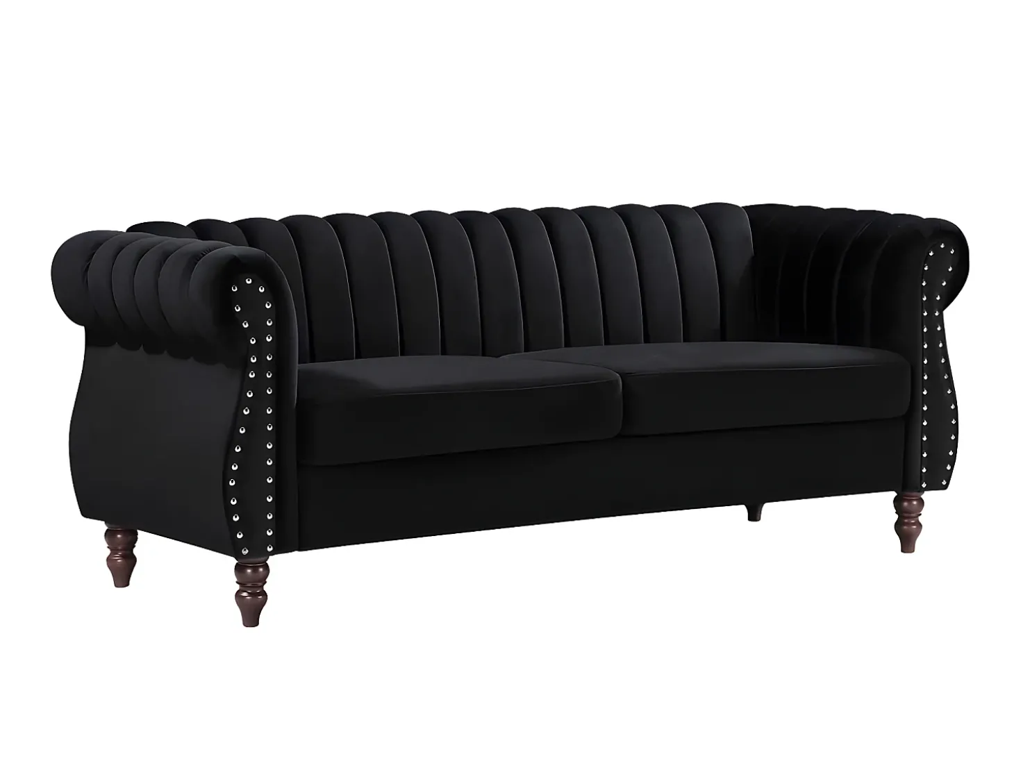 Sofás Chesterfield de 3 lugares e de 2 lugares em veludo preto TRUMBO