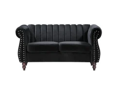 Sofás Chesterfield de 3 lugares e de 2 lugares em veludo preto TRUMBO