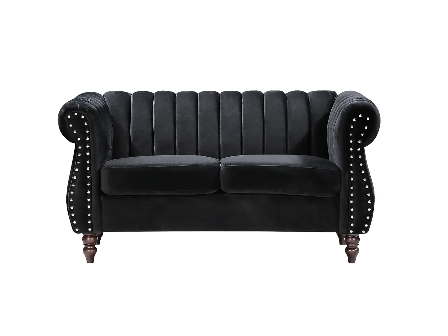 Sofás Chesterfield de 3 lugares e de 2 lugares em veludo preto TRUMBO