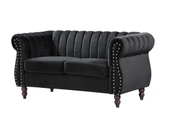 Sofás Chesterfield de 3 lugares e de 2 lugares em veludo preto TRUMBO