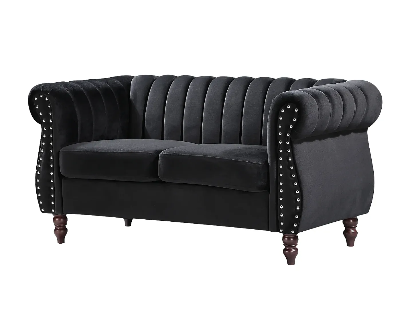 Sofás Chesterfield de 3 lugares e de 2 lugares em veludo preto TRUMBO
