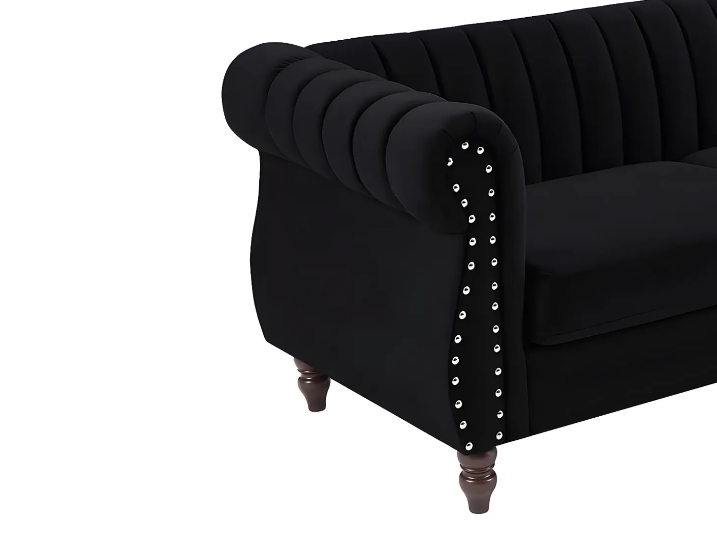 Sofás Chesterfield de 3 lugares e de 2 lugares em veludo preto TRUMBO