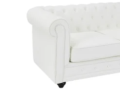 Sofás de 3, 2 lugares e poltrona em pele sintética branco CHESTERFIELD