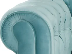 Sofás de 3 e 2 lugares em veludo azul pastel CHESTERFIELD