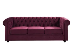 Sofás de 3 lugares e 2 lugares em veludo roxo CHESTERFIELD
