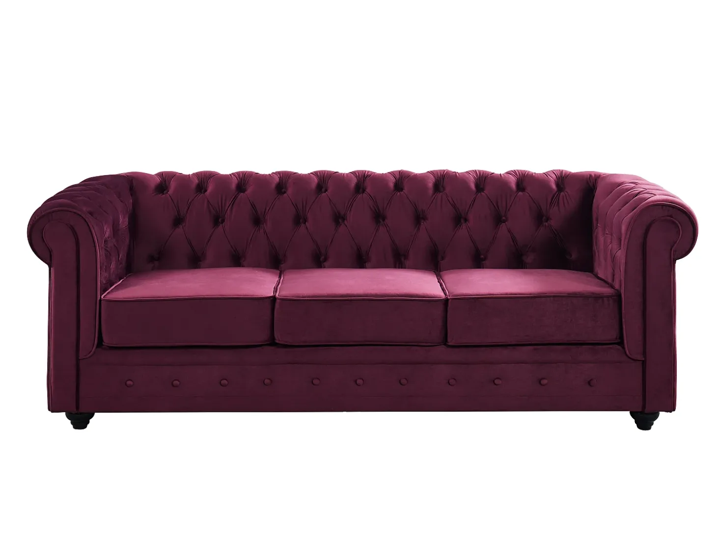 Sofás de 3 lugares e 2 lugares em veludo roxo CHESTERFIELD