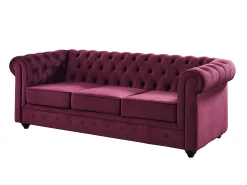 Sofás de 3 lugares e 2 lugares em veludo roxo CHESTERFIELD